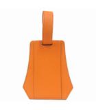 エルメス HERMES シェーブル レザー ネームタグ ラゲッジタグ バッグタグ アクセサリー カデナ シルバー金具 オールド アーカイブ □M刻印 2009年製 オレンジ メンズ レディース ◆2