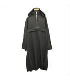 コムデギャルソン COMME des GARCONS ロング アノラック パーカー フーデッド コート ジャケット ブルゾン プルオーバー ワンピース 製品染め エステル XS 黒 ブラック レディース