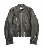セリーヌ CELINE パデット レザー レーサー ジャケット PADDED LEATHER RACER JACKET ブルゾン ライダース ラム 中綿 羊革 エディ期 48 黒 ブラック メンズ