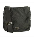 トライアングルロゴ キルティング ショルダー バッグ 鞄 ナイロン レザー 三角プレート BT0424 黒 ブラック メンズ レディース★8