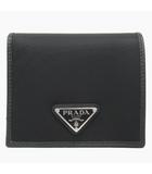 プラダ PRADA 財布 二つ折り ナイロン サフィアーノ レザー トライアングルロゴ 三角ロゴプレート 2MO004 黒 ブラック メンズ レディース ユニセックス