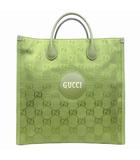 オフザグリッド 2way トート ハンド ショルダー バッグ 鞄 GG ナイロン レザー 696043 緑 グリーン レディース メンズ ユニセックス