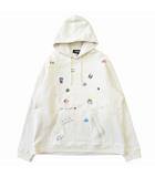ディースクエアード DSQUARED2 プルオーバー パーカー スウェット カットソー 長袖 オーバーサイズ ロゴ 刺繡 ラインストーン 総柄 S74GU0745 サイズS オフホワイト系 メンズ