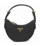 アーケ スモール ナイロン レザー ショルダー ハンド バッグ トライアングルロゴ 三角ロゴプレート ゴールド金具 1BC199 黒 ブラック レディース メンズ ユニセックス