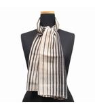 エピス EPICE ウール ストライプ ストール ショール フリンジ ベージュ/ブラック レディース