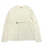 エルメス HERMES フロントポケット ニット セーター コットン カシミヤ レザー引き手 クルーネック M 白 ホワイト アイボリー メンズ◆11