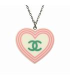シャネル CHANEL ハート ココマーク ロゴ ネックレス アクセサリー ジュエリー ヴィンテージ ビンテージ シルバー/ホワイト レディース メンズ ユニセックス ◆1