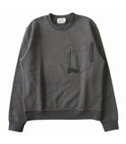 エルメス HERMES スウェット トレーナー カットソー 長袖 ラムスキン レザーパッチ ポケット サイズS カーキ メンズ ◆1