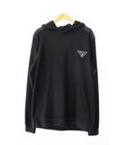 プラダ PRADA Cotton Logo Hoodie 2024製造 トライアングルロゴ ラバープリント コットンロゴ フーディ プルオーバー パーカー UJL20A R232 1U77 XXL 黒 ブラック ブランド古着ベクトル 中古 ☆AA★ 250623