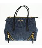 ミュウミュウ miumiu バイカー デニム ハンドバッグ インディゴ ブランド古着ベクトル 中古 ☆AA★●▲ 250618