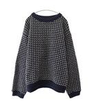VINTAGE ヴィンテージ 80s バーズアイ ニット セーター 01751 LARGE 紺 ネイビー ブランド古着ベクトル 中古250705