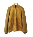 サンプル品 T-WORK LONG JKT Q カウ レザー 牛革 ニット切替 中綿 ワーク ロング ジャケット ブルゾン M キャメル ブランド古着ベクトル 中古☆AA★250820