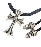 クロムハーツ CHROME HEARTS CH CRS SMLスモールCHクロス BC ボロチップ レザーブレイド ネックレス 925 シルバー ブラック ブランド古着ベクトル 中古☆AA★▲251016