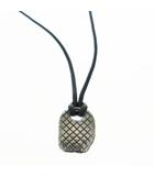 ボッテガヴェネタ BOTTEGA VENETA ナッパレザー イントレチャート プレート ネックレス 354203 VIAI1 1000 925 シルバー ブラック ブランド古着ベクトル 中古▲■250929