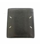 メゾンマルジェラ Maison Margiela スモール フリップフラップ レザー ウォレット 二つ折り財布 黒 ブラック ブランド古着ベクトル 中古●▲251007