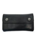 クロムハーツ CHROME HEARTS Wave Cross Ball Wallet ウェーブ クロス ボタン ウォレット 三つ折り 長財布 黒ブラック ブランド古着ベクトル 中古☆AA★▲■251120