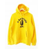 アベイシングエイプ A BATHING APE カレッジロゴ プルオーバー パーカー XL イエロー ブランド古着ベクトル 中古●251107