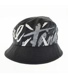 21SS NYLON BUCKET HAT ロゴ プリント バケット ハット 帽子 L 黒 ブラック ブランド古着ベクトル 中古▲251114