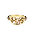 ルイヴィトン LOUIS VUITTON LVアイコニック ロゴ ラインストーン リング 指輪 M14615 ゴールド ブランド古着ベクトル 中古▲251112