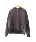 カーハート carhartt 80s Vintage ヴィンテージ Zip Up Hoodie ロゴ刺繍 ジップ アップ フーディー パーカー 黒 ブラック ブランド古着ベクトル 中古 260108