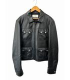 セリーヌ CELINE ソフトラムスキン ストレート レザー ジャケット 2EH99280D.38NO 54 黒 ブラック ブランド古着ベクトル 中古260202