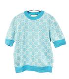 グッチ GUCCI GG ジャガード 総柄 ロゴ 半袖 ニット セーター 629456 XS 青 ライトブルー ブランド古着ベクトル 中古260213