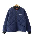 21AW Quit Your Job Quilted Work Jacket ロゴ刺繍 クイット ユア ジョブ クィルティド ワーク 中綿 ジャケット ブルゾン L紺ネイビー ブランド古着ベクトル 中古☆AA★260226