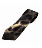 プラダ PRADA レオパード柄 シルク スリム ナロータイ ネクタイ ブラック ベージュ ブランド古着ベクトル 中古▲●260313