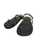 オーラリー AURALEE 24SS LEATHER STRAP SANDAL レザー ストラップ サンダル 10 黒ブラック ブランド古着ベクトル 中古▲260304