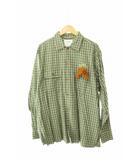ダブレット doublet 21SS16SH91 CHECK SHIRT WITH MY FRIEND 刺繍 チェック 長袖 シャツ M 緑 グリーン ブランド古着ベクトル 中古260307