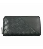 ボッテガヴェネタ BOTTEGA VENETA イントレチャート ダイアゴナル レザー ウォレット 長財布 黒 ブラック ブランド古着ベクトル 中古▲260327