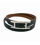 エルメス HERMES ビーアピ ドゥブルトゥール レザー ブレスレット 黒 ブラック ブランド古着ベクトル 中古▲■260521