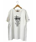 ステューシー STUSSY ×Champion チャンピオン 16SS WORLD TOUR TEE ワールド ツアー ロゴ プリント 半袖Tシャツ C8-H342 XL 白ホワイト ブランド古着ベクトル 中古260424