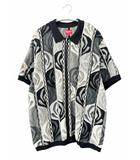 シュプリーム SUPREME 22SS Abstract Textured Zip Up Polo アブストラクト テクスチャ ジップ アップ ポロ コットン サマー ニット L 黒ブラック ブランド古着ベクトル 中古☆AA★260525