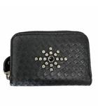 エイチティーシー HTC STUDDED SMALL ZIP WALLET スタッズ スモール ジップ ウォレット レザー コインケース 黒ブラック ブランド古着ベクトル 中古▲■260505