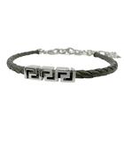 ヴェルサーチ ヴェルサーチェ VERSACE メデューサ チャーム グレカ レザー ブレスレット ブラウン シルバー ブランド古着ベクトル 中古▲■260509