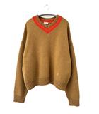 セリーヌ CELINE Vネック セーター カシミア カシミヤ ロゴ刺繍 ニット RY0RC0V09 04CR L キャメル レッド ブランド古着ベクトル 中古260603