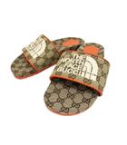 グッチ GUCCI ×THE NORTH FACE ノースフェイス コラボ 22SS GGスプリーム キャンバス スライド サンダル 679947 40 ブラウン オレンジ ブランド古着ベクトル 中古☆AA★▲■260620