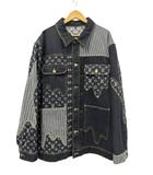 22SS ×NIGO ニゴー MONOGRAM CRAZY DENIM JACKET モノグラム クレイジー デニム ワーク ジャケット RM221M UZD HMA20E 54 黒ブラック ブランド古着ベクトル 中古260619