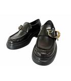 トッズ TOD'S リング バックル ストラップ チャンキー ヒール ローファー 35 黒ブラック ブランド古着ベクトル 中古●▲■260712