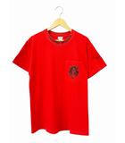 クロムハーツ CHROME HEARTS OLD NECK LOGO DAGGER S/S T-SHIRT オールド ネックロゴ ダガー ポケット Tシャツ 半袖 M 赤 レッド ブランド古着ベクトル中古☆AA★260821