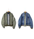 サカイ sacai ×Levi's リーバイス 25SS Nylon Twill Reversible Blouson ナイロン ツイル デニム リバーシブル ブルゾン MA-1 ジャケット 25-03707M 3 XL インディゴ カーキ ブランド古着ベクトル 中古■260908