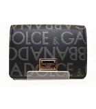 ディー&ジー ドルガバ ドルチェ&ガッバーナ D&G 三つ折り財布 コンパクト ミ二 ウォレット レザー ロゴプレート ブラック 【ブランド古着ベクトル】【中古】☆AA★▲■250515