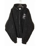 ナイキ NIKE × STUSSY STRIPED WOOL JACKET BLACK L DR4023-010 ステューシー ストライプ ウール ジャケット フーディ ブラック 【ブランド古着ベクトル】【中古】●250712