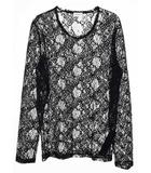 サンローラン パリ SAINT LAURENT PARIS SEE THROUGH SHIRT BLACK M 683823 Y36RS シースルー シャツ レース ブラック 長袖 黒 【ブランド古着ベクトル】【中古】☆AA★●250910