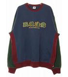 ブラックアイパッチ THE BLACK EYE PATCH 取扱注意 刺繍ロゴ SWEAT NAVY RED GREEN L クルーネック トレーナー スウェット ネイビー レッド グリーン 【ブランド古着ベクトル】【中古】251021