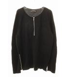 クロムハーツ CHROME HEARTS レザーパイピング ダガー ハーフジップ カシミア ニット クロスボール 裾ジップ ブラック 【ブランド古着ベクトル】【中古】☆AA★251220