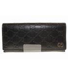 グッチ GUCCI シマレザー ウォレット ドリアン GG シグネチャー 長財布 ブラック 【ブランド古着ベクトル】【中古】☆AA★▲260202