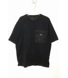 プラダ PRADA RE-NYLON ジャージー Tシャツ Lサイズ UJN661 トライアングルロゴ 半袖 ブラック 【ブランド古着ベクトル】【中古】☆AA★260212