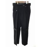 ジョンローレンスサリバン JOHN LAWRENCE SULLIVAN 23AW WOOL GABARDINE TRENCH TROUSERS BLACK 48 2B006-0223-07 ウール ベルト付き パンツ スラックス ブラック 【ブランド古着ベクトル】【中古】●260121